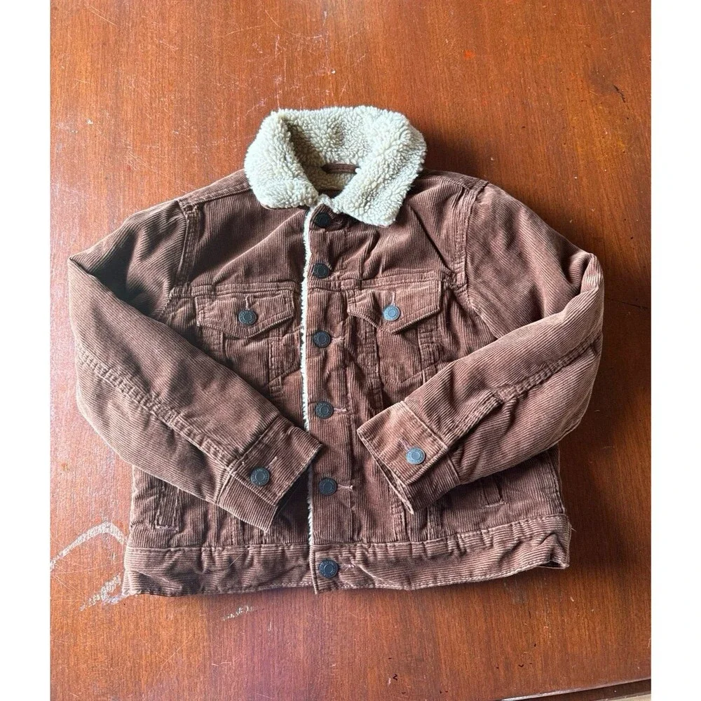 GAP KIDS brown corduroy sherpa lined jacket